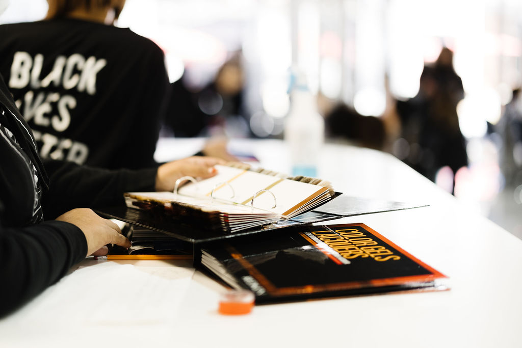 Books and equipment of students at Boise Barber College